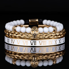 Stainless Steel Bracelet with Roman Numerals Crown